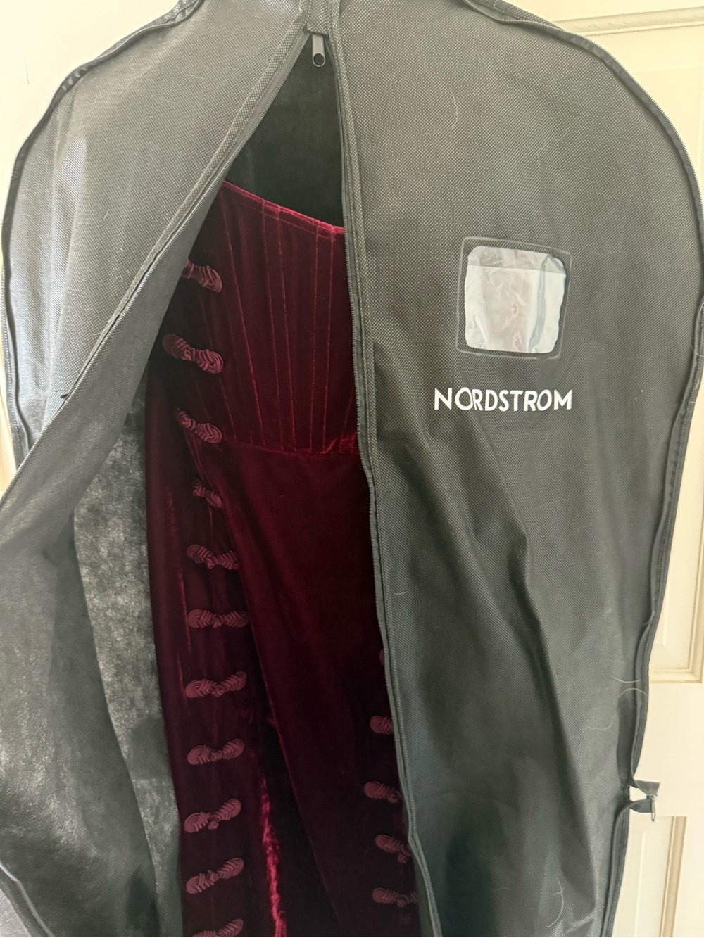 Strapless Velvet Evening Gown in Deep Wine - Picture 10 of 10